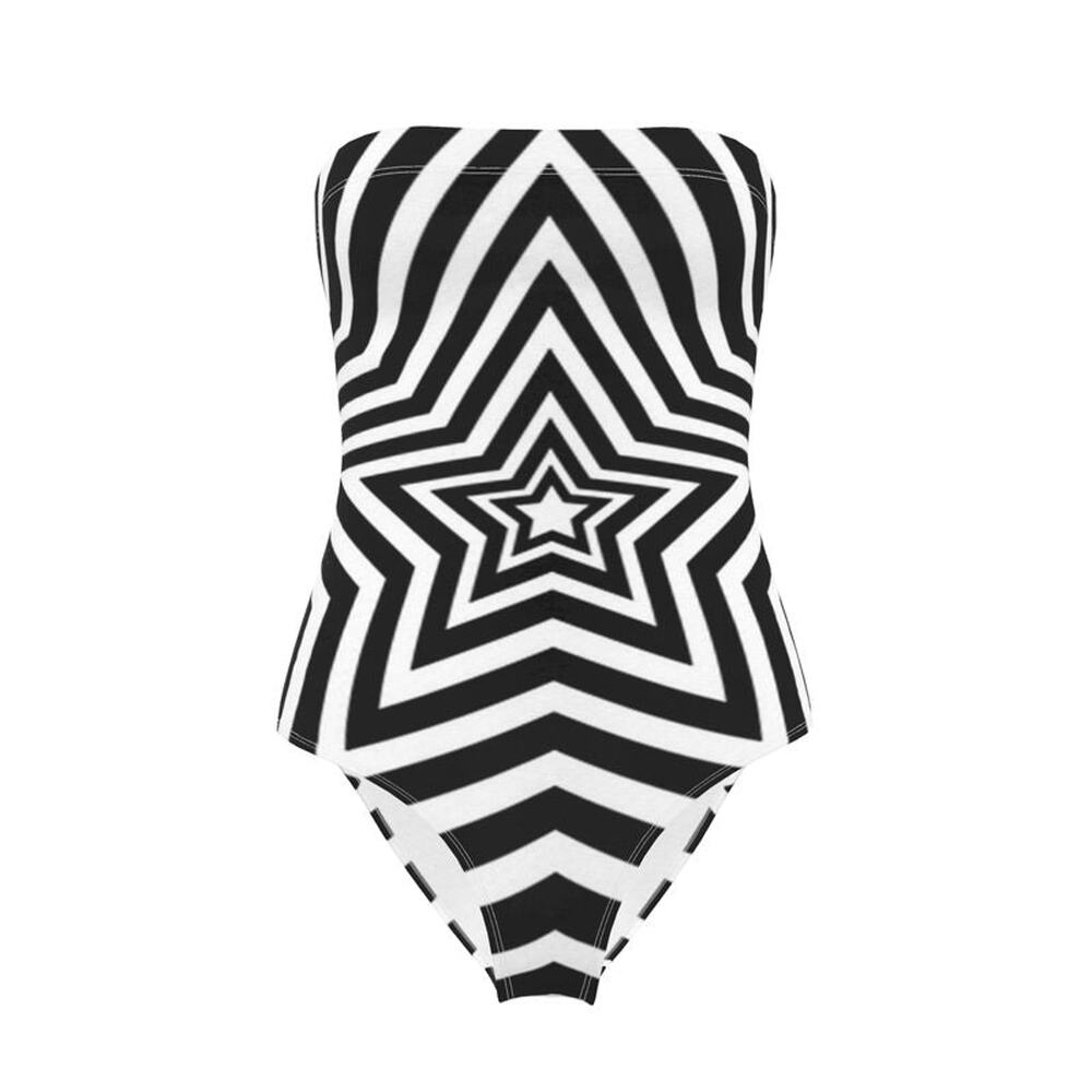 UNTITLED BOUTIQUE Black and White Stars Strapless Swimsuit - Limited Edition